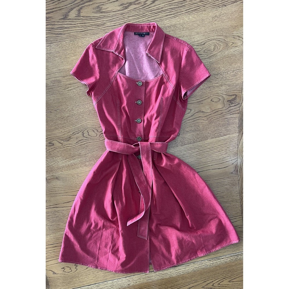Lafayette 148 Red Denim Dress Size 12